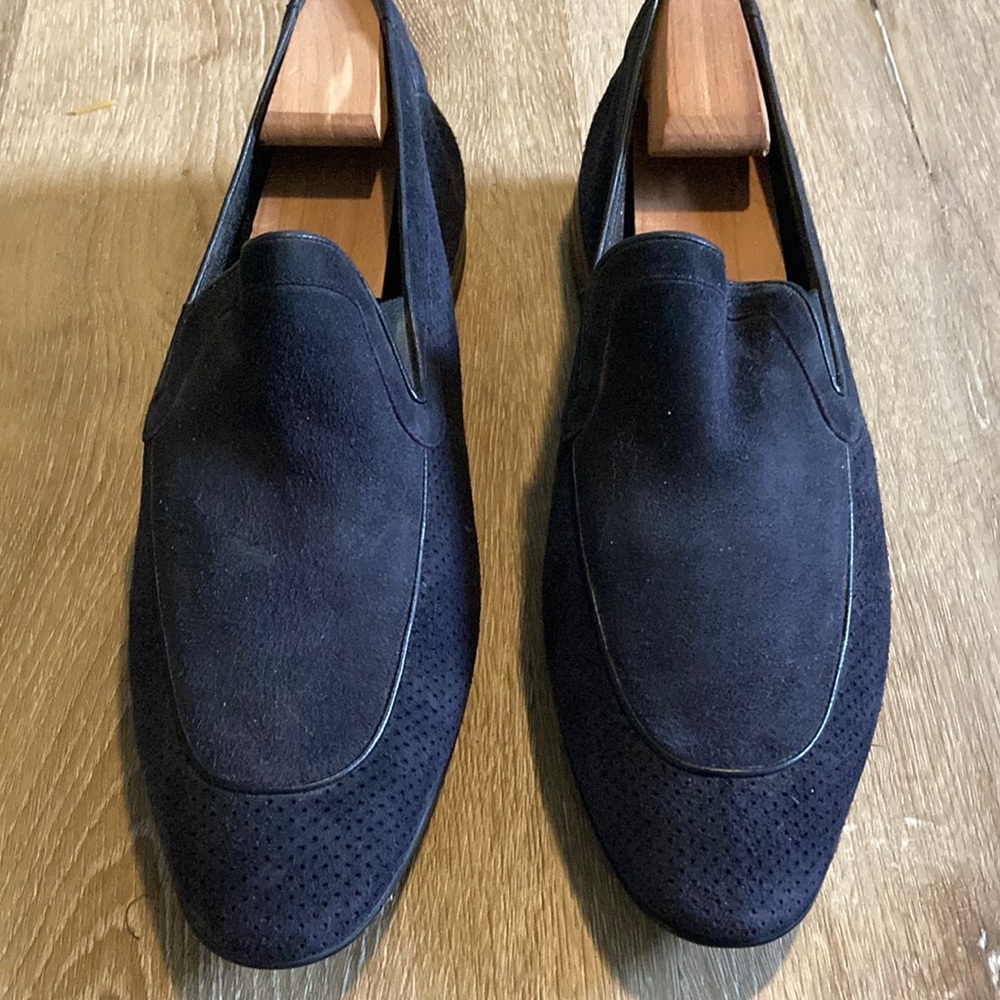 Black Streamlined Slip-On Loafers with Suede Finish